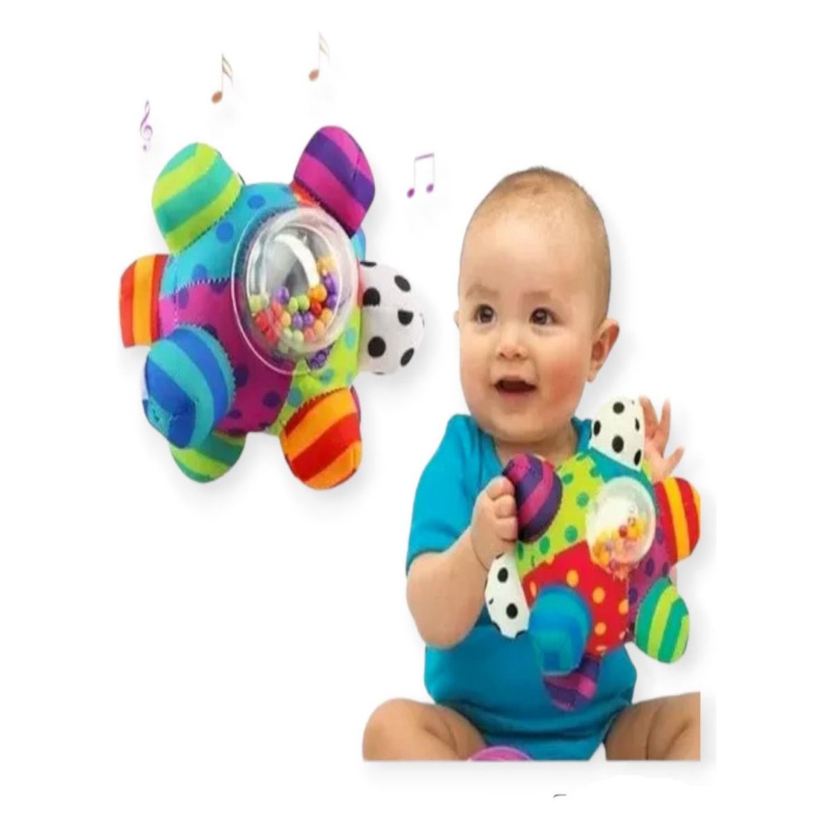 GENERICO - Pelota Sensorial y Sonajero Estimulación Bebés
