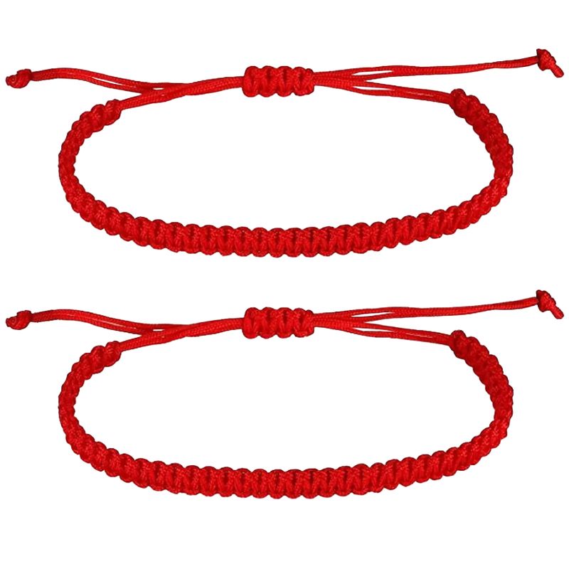 GENERICO - 2 Pulseras - Tejida Roja Ajustable