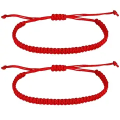 GENERICO - 2 Pulseras - Tejida Roja Ajustable