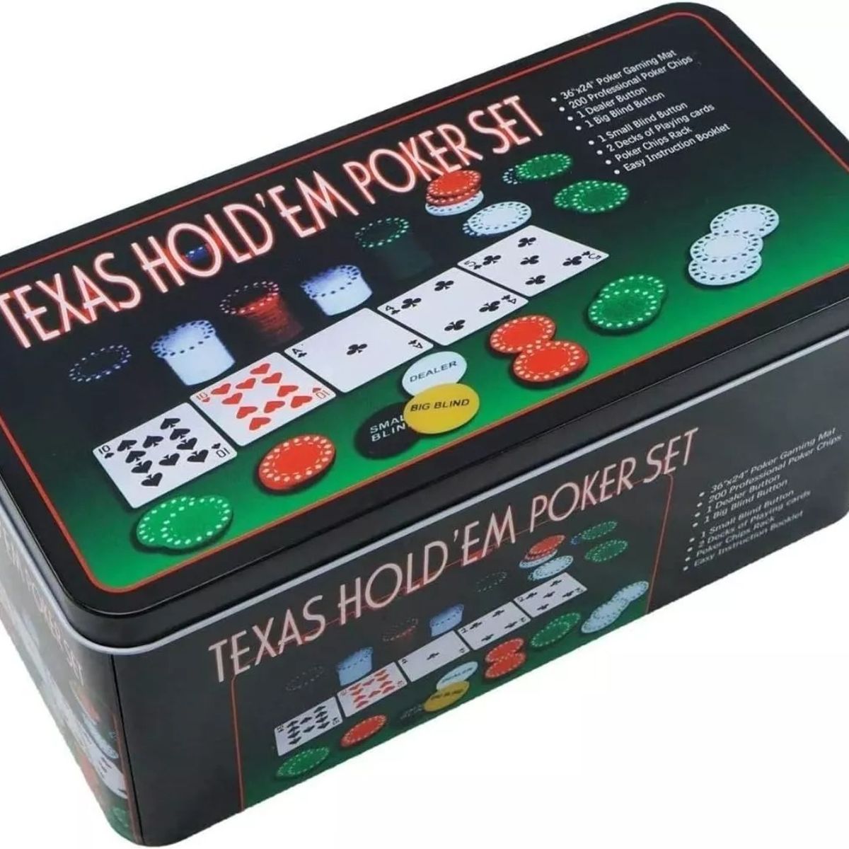 GENERICO - Set Poker Juego De Mesa 200 Fichas Naipes Fichas Poker