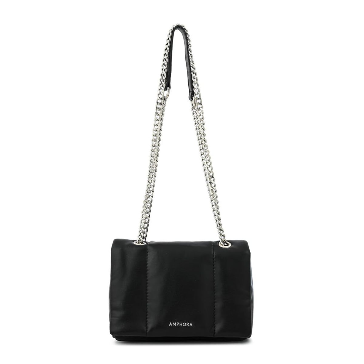 AMPHORA - Cartera bandolera con tapa elian mediana negro