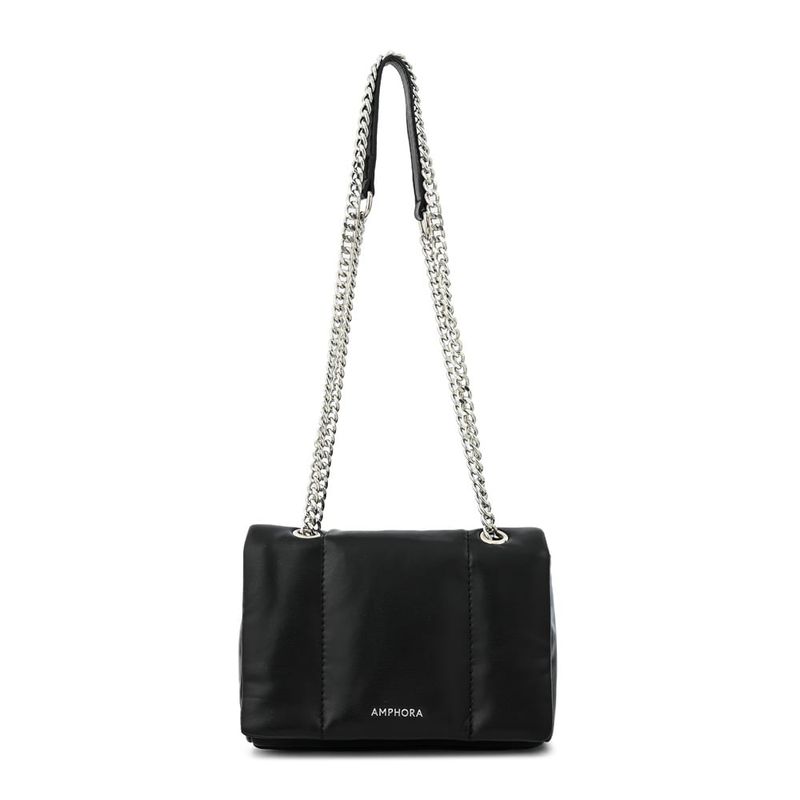 AMPHORA - Cartera bandolera con tapa mediana elian negro