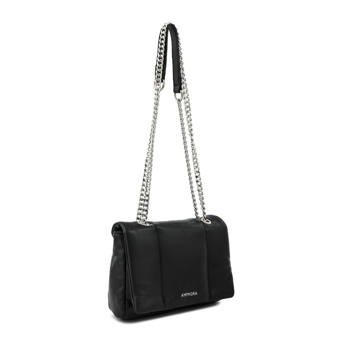 AMPHORA - Cartera bandolera con tapa elian mediana negro