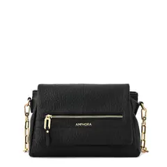 AMPHORA - Cartera bandolera con tapa mediana elena Negro especial