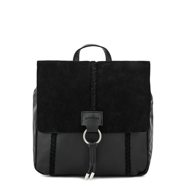 AMPHORA - Mochila con tapa mediana daila Negro especial
