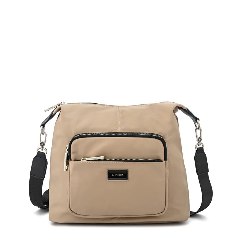 AMPHORA - Cartera bandolera grande brigit beige