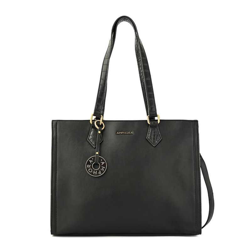 AMPHORA - Cartera dos asas porta notebook grande nila negro
