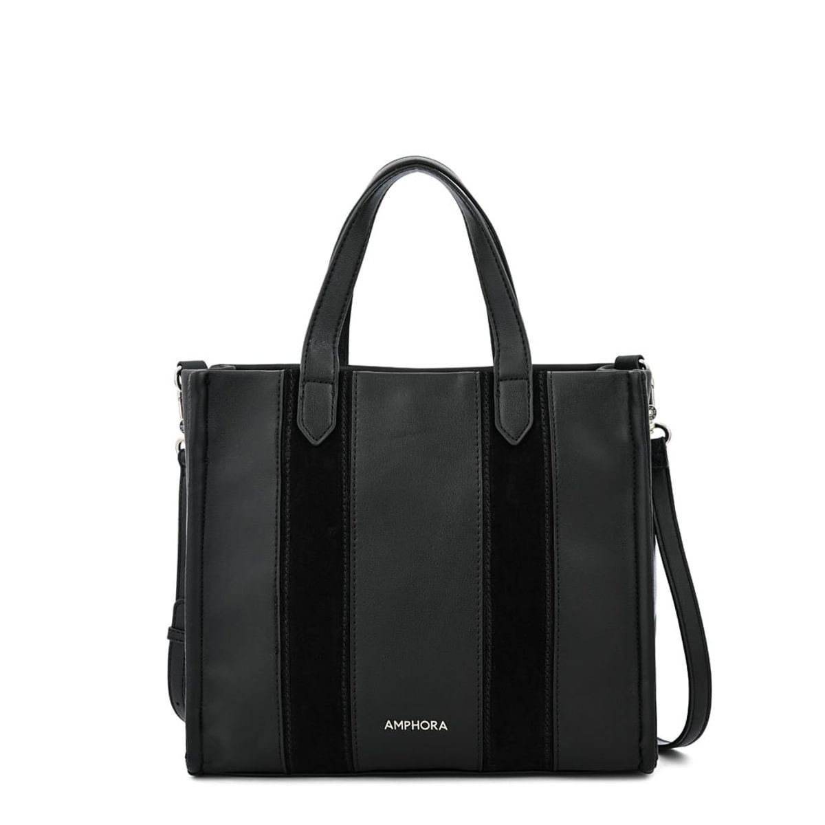 AMPHORA - Cartera tote tres divisiones ilana mediana negro
