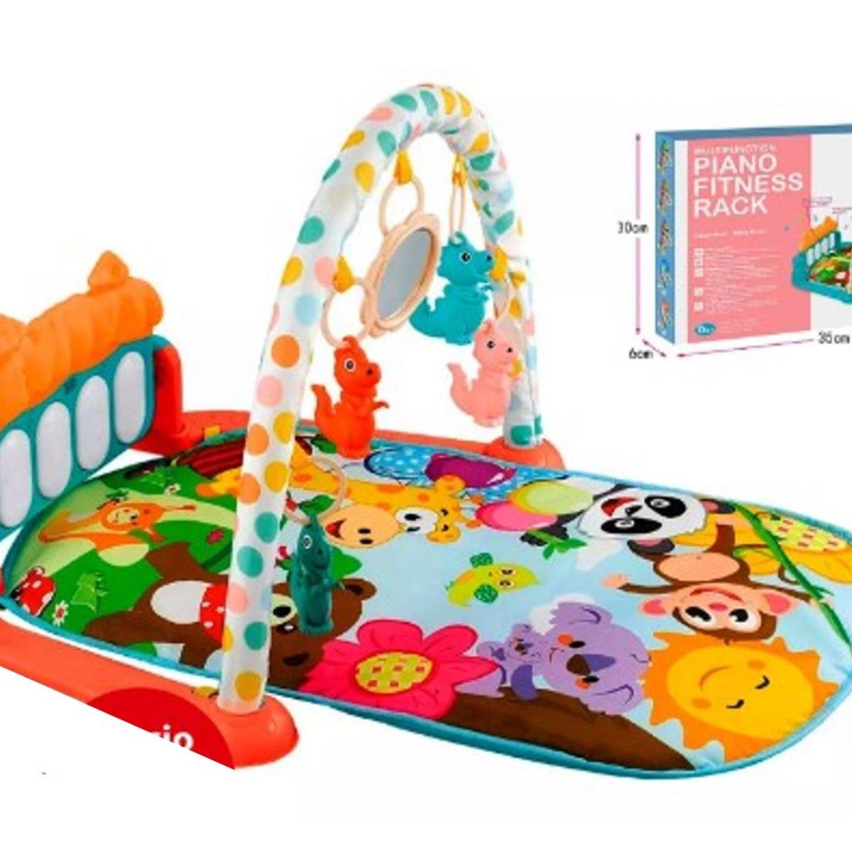 GENERICO - GIMNASIO MUSICAL PARA BEBE PIANO ANIMALITO COLOR NARANJA