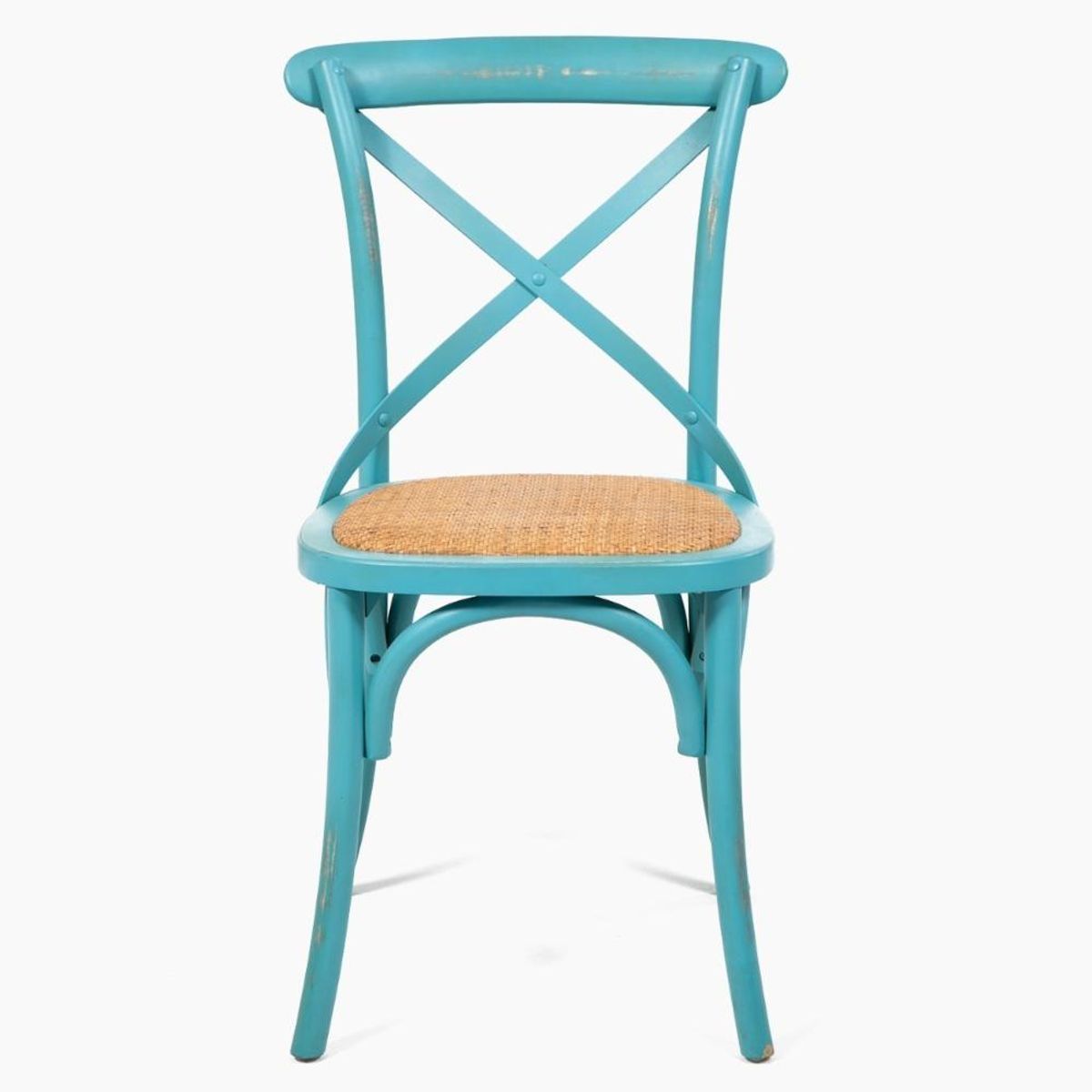 SPAZZIO - Kit 6 Sillas Madera Retro Rattan turquesa
