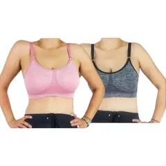 MPROPIA - Pack 2 Sostén Deportivo Mujer Elasticado Tiritas Ajustables Jaspeado