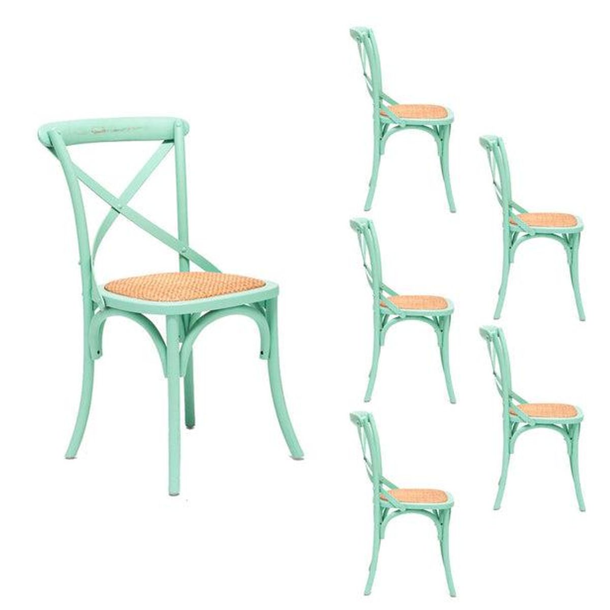 SPAZZIO - Kit 6 sillas Retro verde agua