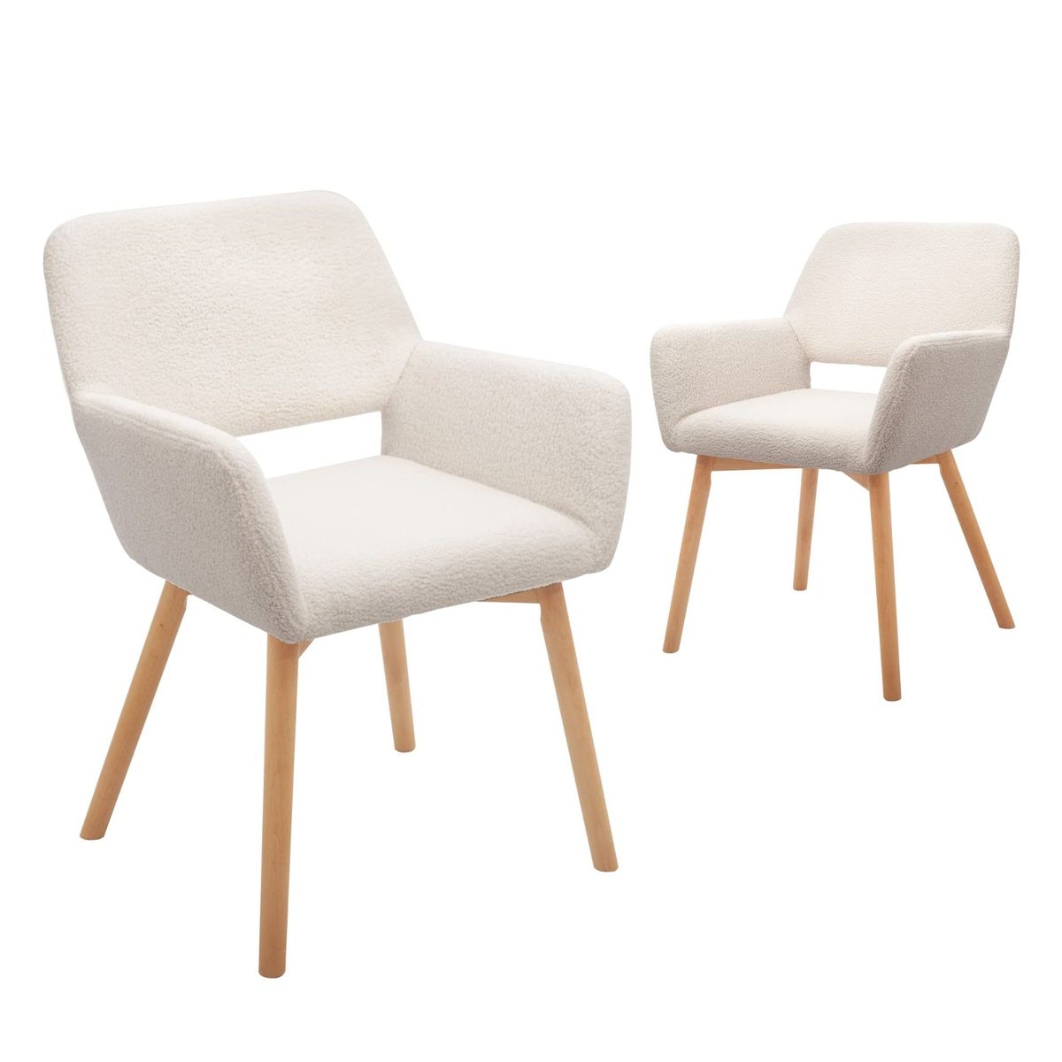 HABITA2 CHILE - Pack 2 Sitial Felpa patas de madera Mindy - Beige