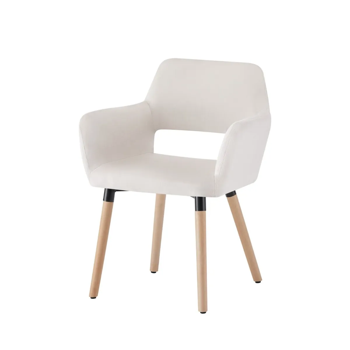 HABITA2 CHILE - Sitial Felpa patas de madera Mindy - Beige