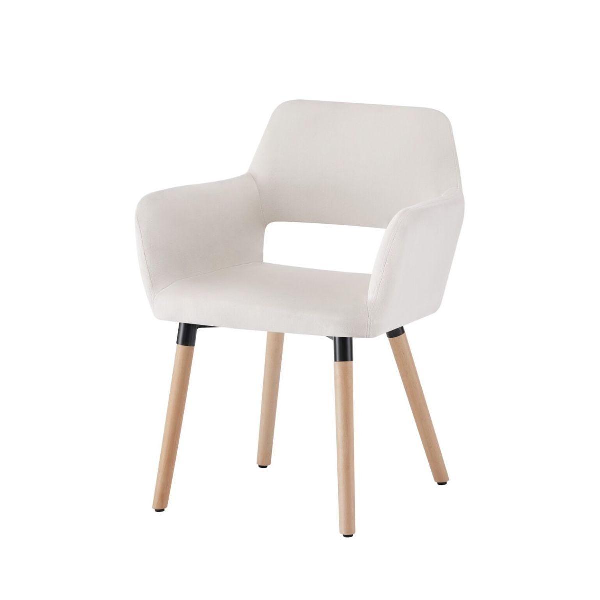 HABITA2 CHILE - Sitial Felpa patas de madera Mindy - Beige