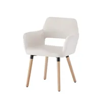 Sitial Felpa patas de madera Mindy - Beige