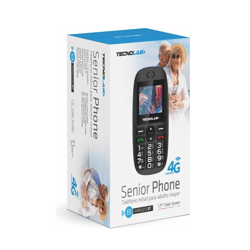 TECNOLAB - Telefono Senior Celular para Adulto Mayores Teclado Grande SOS