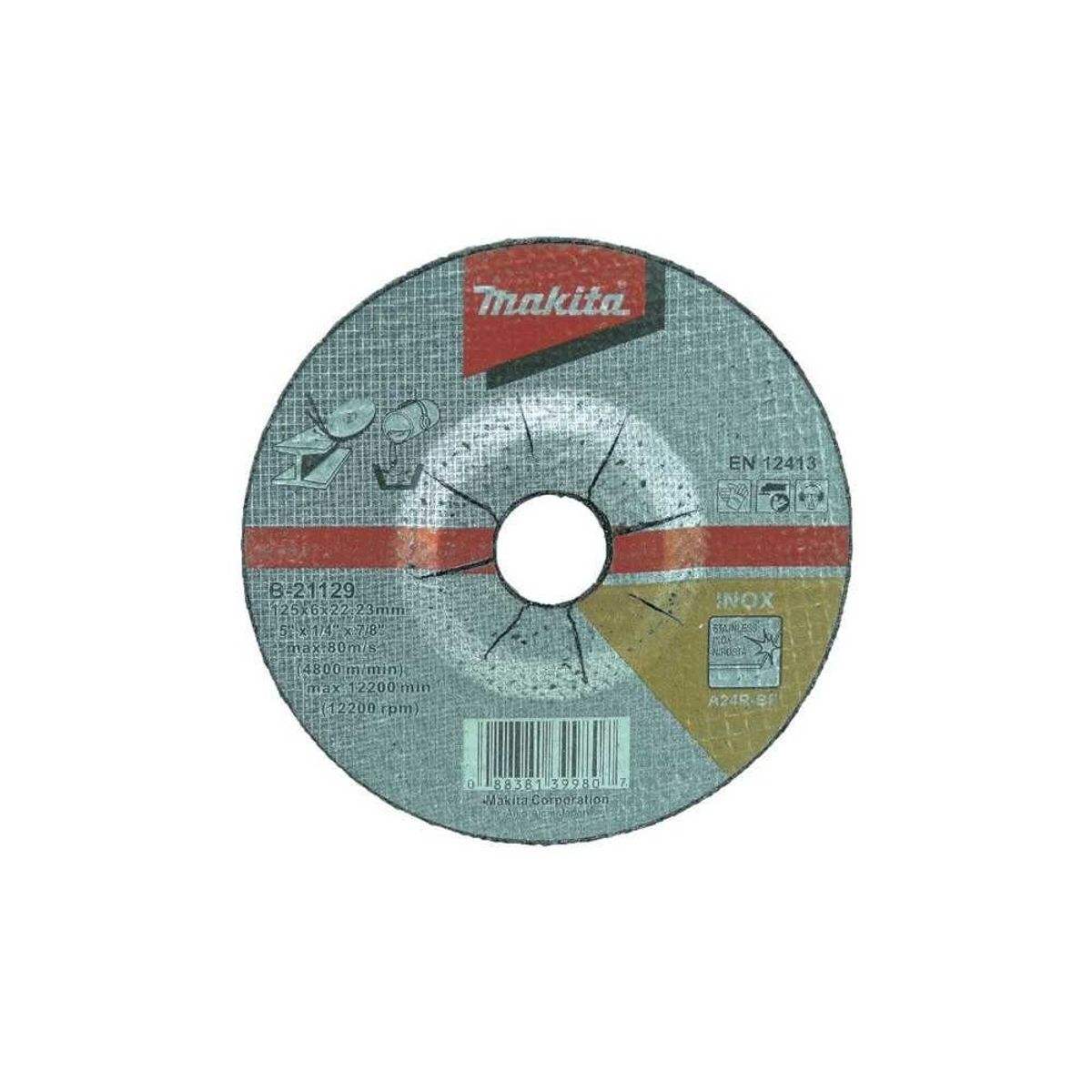MAKITA - Disco 125mm 5 plg Desbaste 6mm Acero Inox Makita B-21129