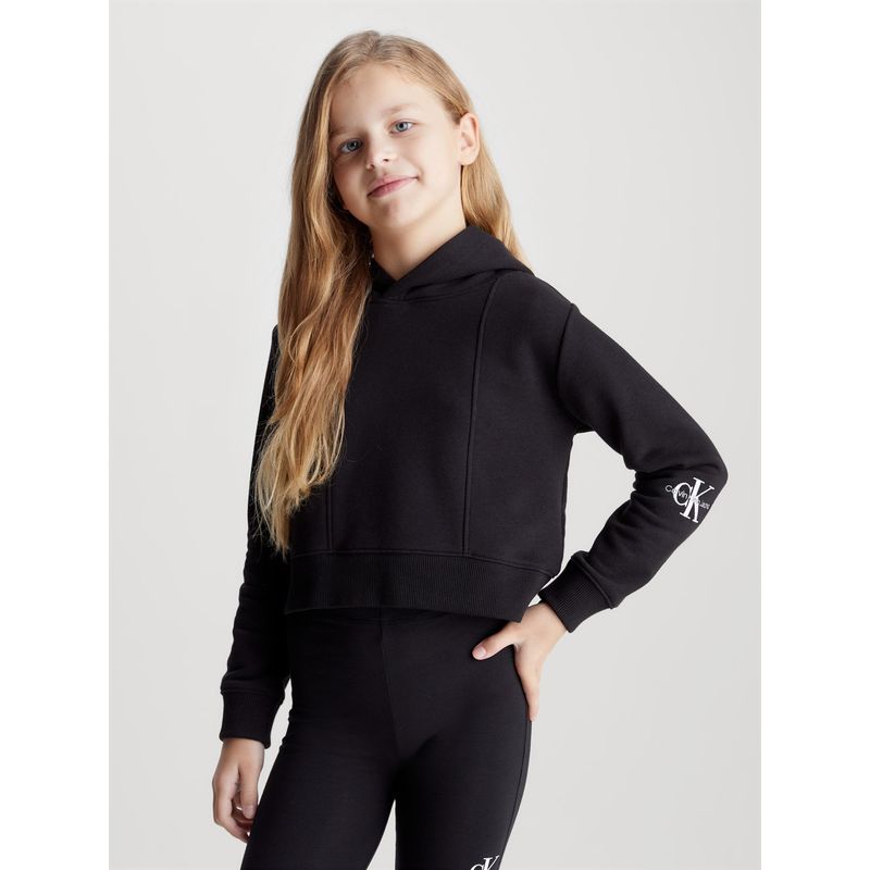 CALVIN KLEIN - Polerón Niña Gorro Placed Negro Calvin Klein