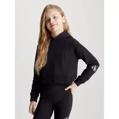 CALVIN KLEIN - Polerón Niña Gorro Placed Negro