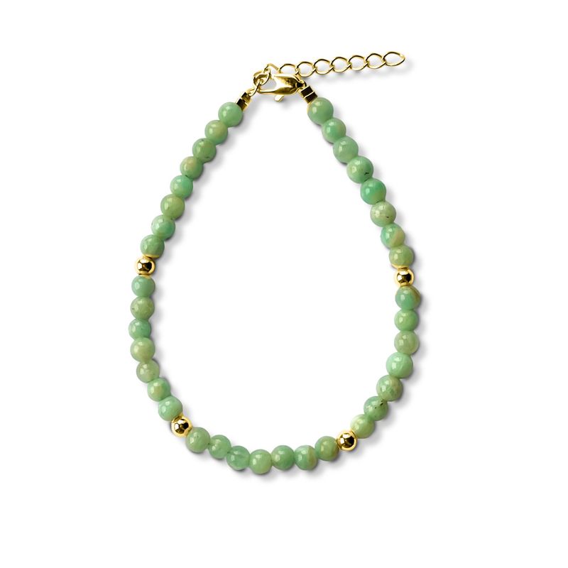ANDREA COGGIOLA JOYAS - Pulsera Amazonita Bolitas Enchapadas Oro 18K
