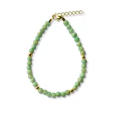 COGGIOLA - Pulsera Amazonita Bolitas Enchapadas Oro 18K