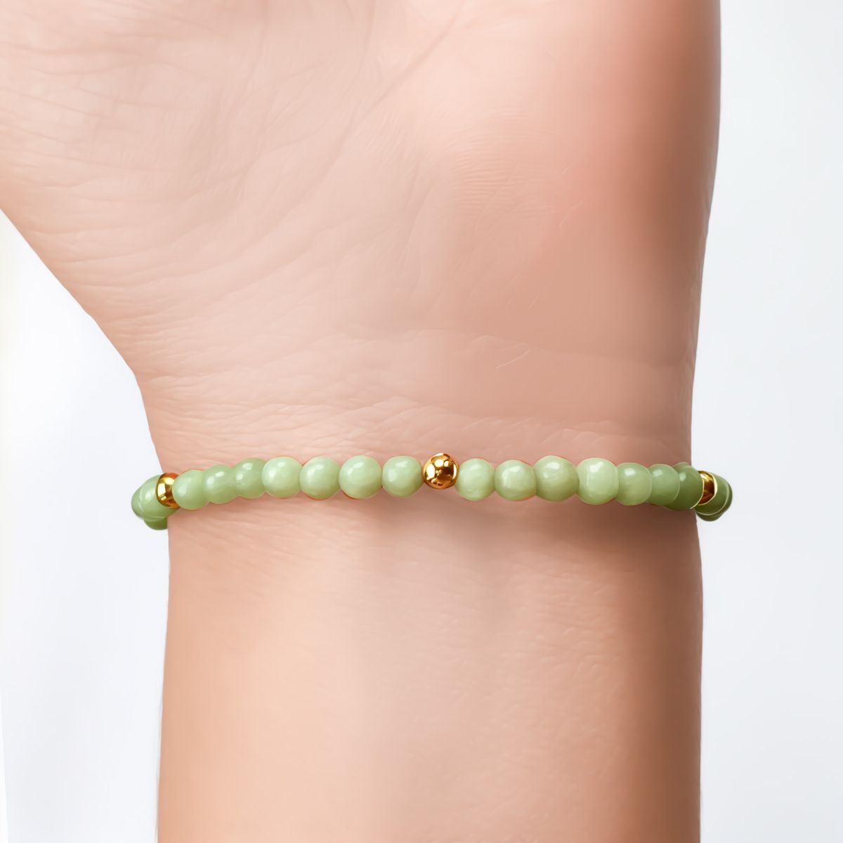COGGIOLA - Pulsera Amazonita Bolitas Enchapadas Oro 18K