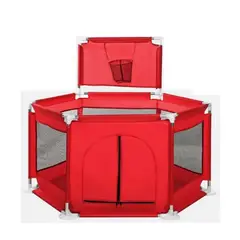 GENERICO - CORRAL EXAGONAL CON ARO BASKETBALL PARA BEBES ROJO