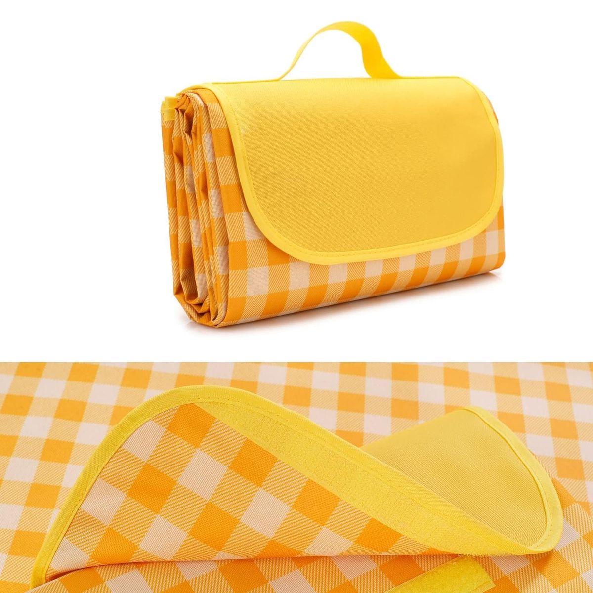HOMESTAR - Manta de picnic plegable 150x200 cm amarilla