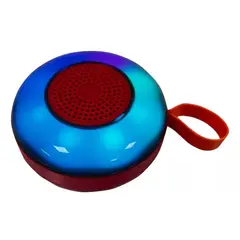 GENERICO - Parlante Redondo Luces Led Multicolor Rojo