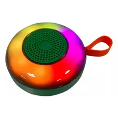 GENERICO - Parlante Redondo Luces Led Multicolor Verde