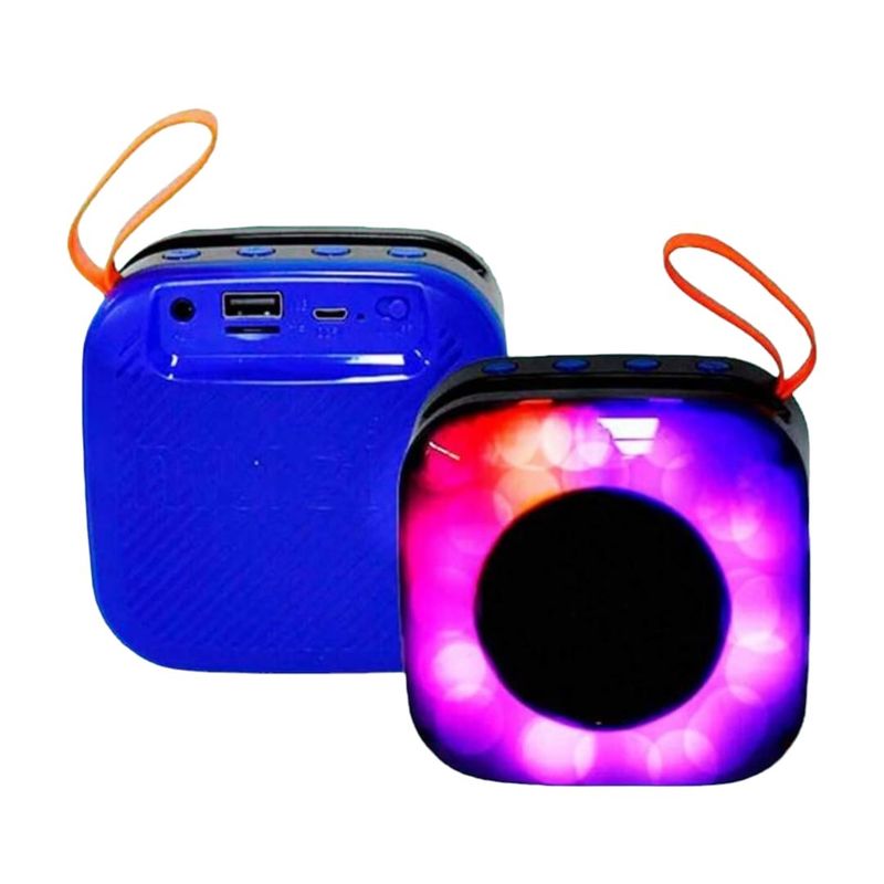 GENERICO - Parlante Cuadrado Luces Led Multicolor Azul