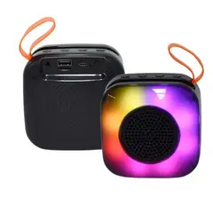 GENERICO - Parlante Cuadrado Luces Led Multicolor Negro