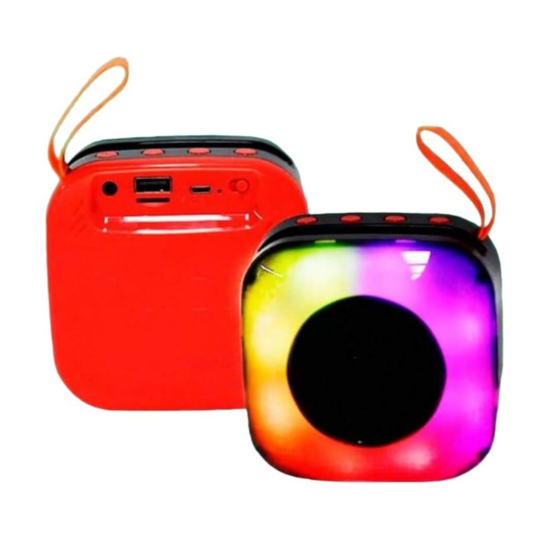 GENERICO - Parlante Cuadrado Luces Led Multicolor Rojo
