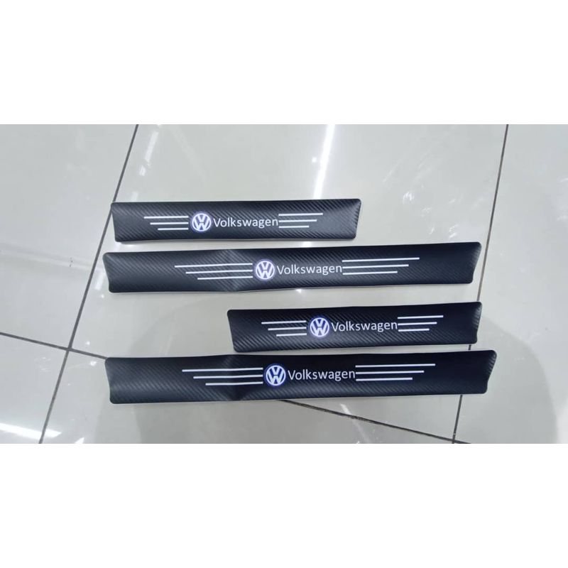 GENERICO - Cubre socalo pisaderas pegatina fibra de carbono volkswagen