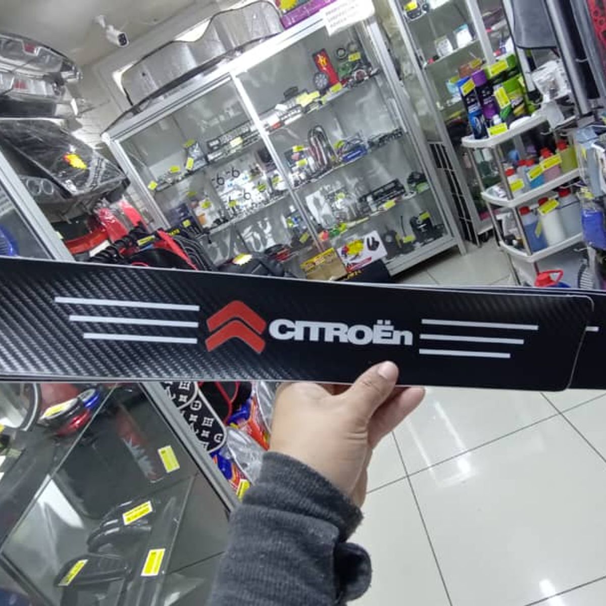 GENERICO - Cubre socalo pisaderas pegatina fibra de carbono citroen