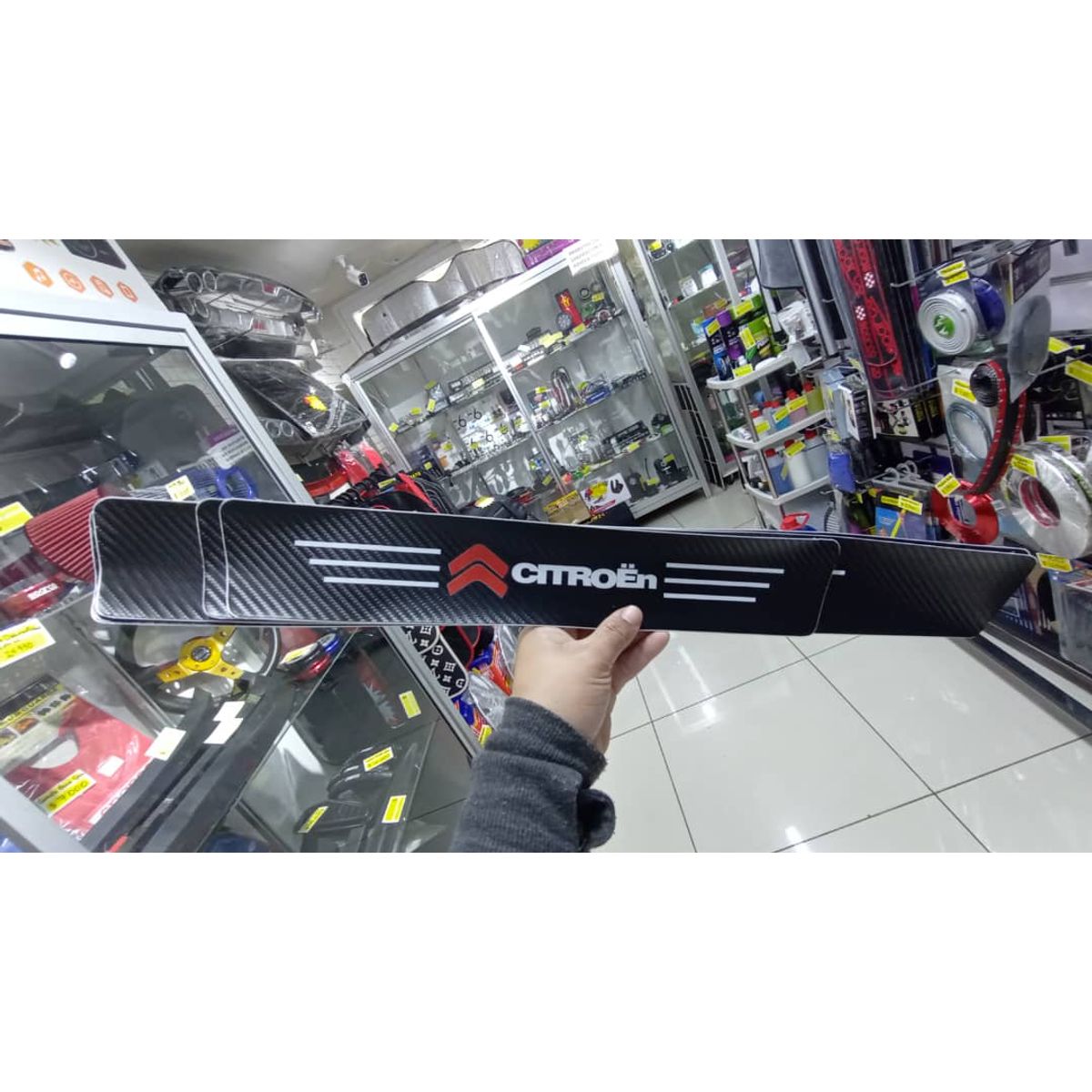 GENERICO - Cubre socalo pisaderas pegatina fibra de carbono citroen