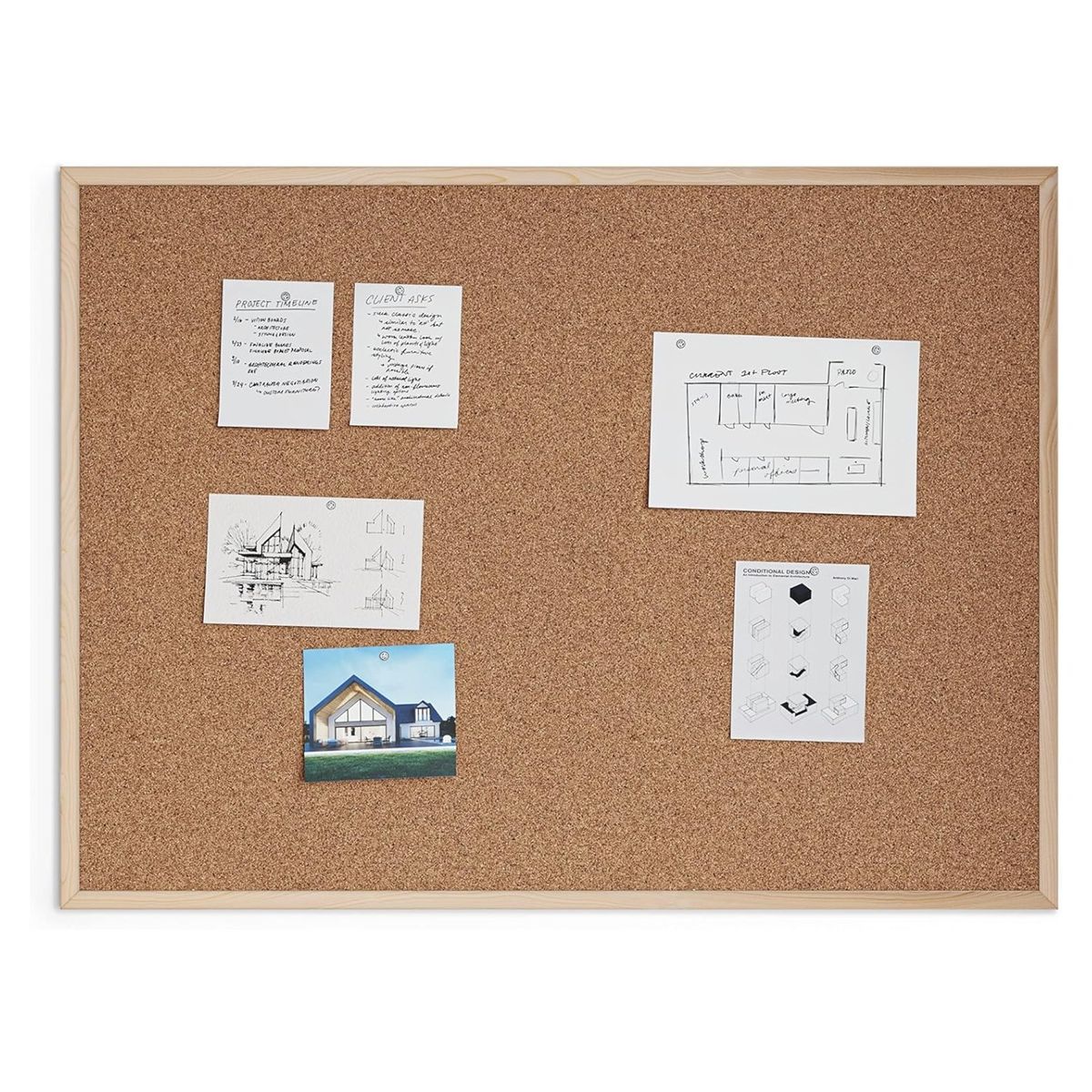 HOMESTAR - Pizarra de Corcho con Marco de Madera 90x60 cm