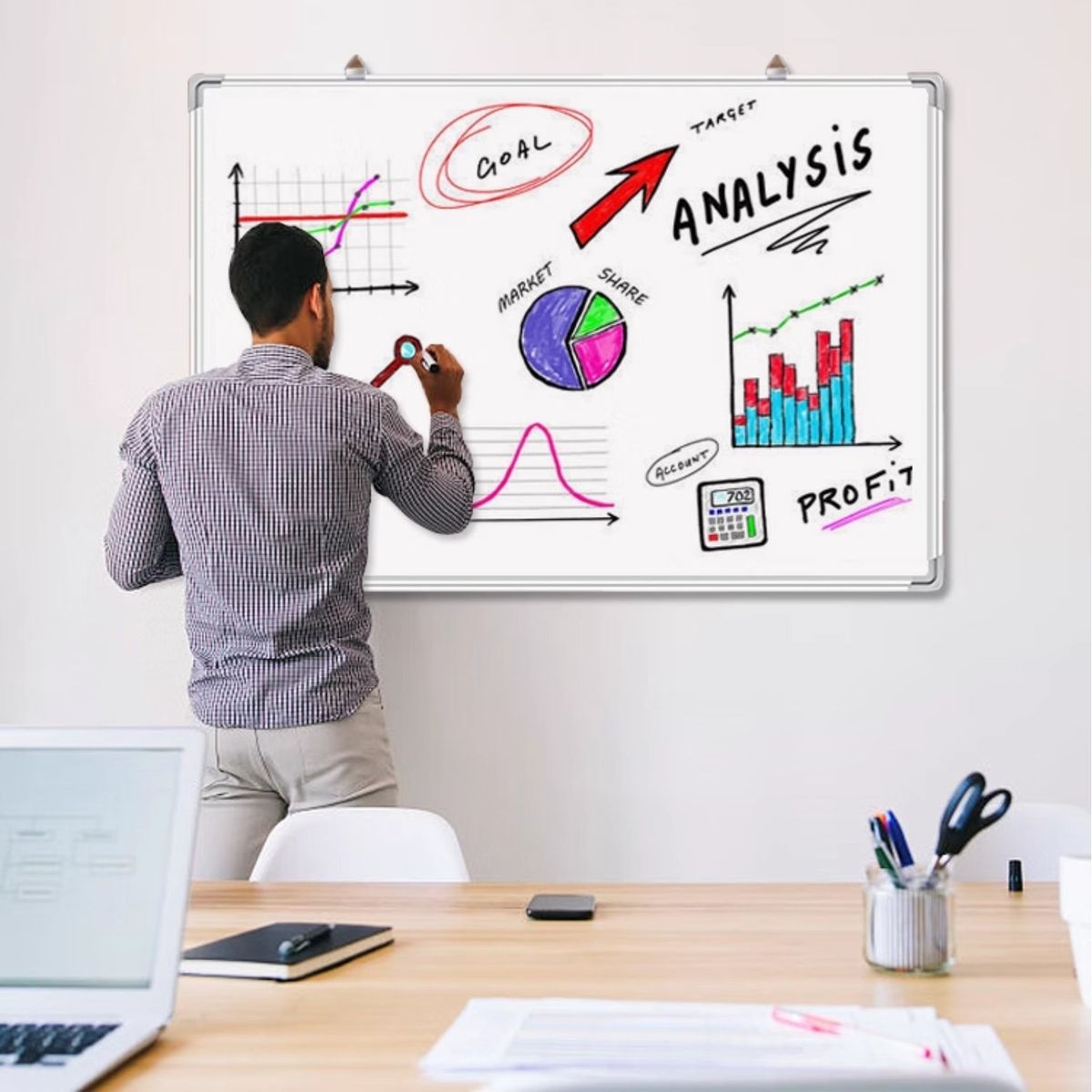 HOMESTAR - Pizarra Blanca Whiteboard 90 x 60 cm