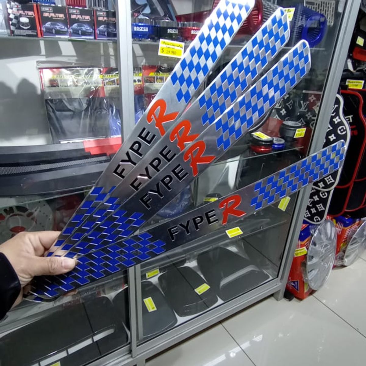 GENERICO - SET DE 4 cubre socalos pisaderas puertas autos fyper AZUL