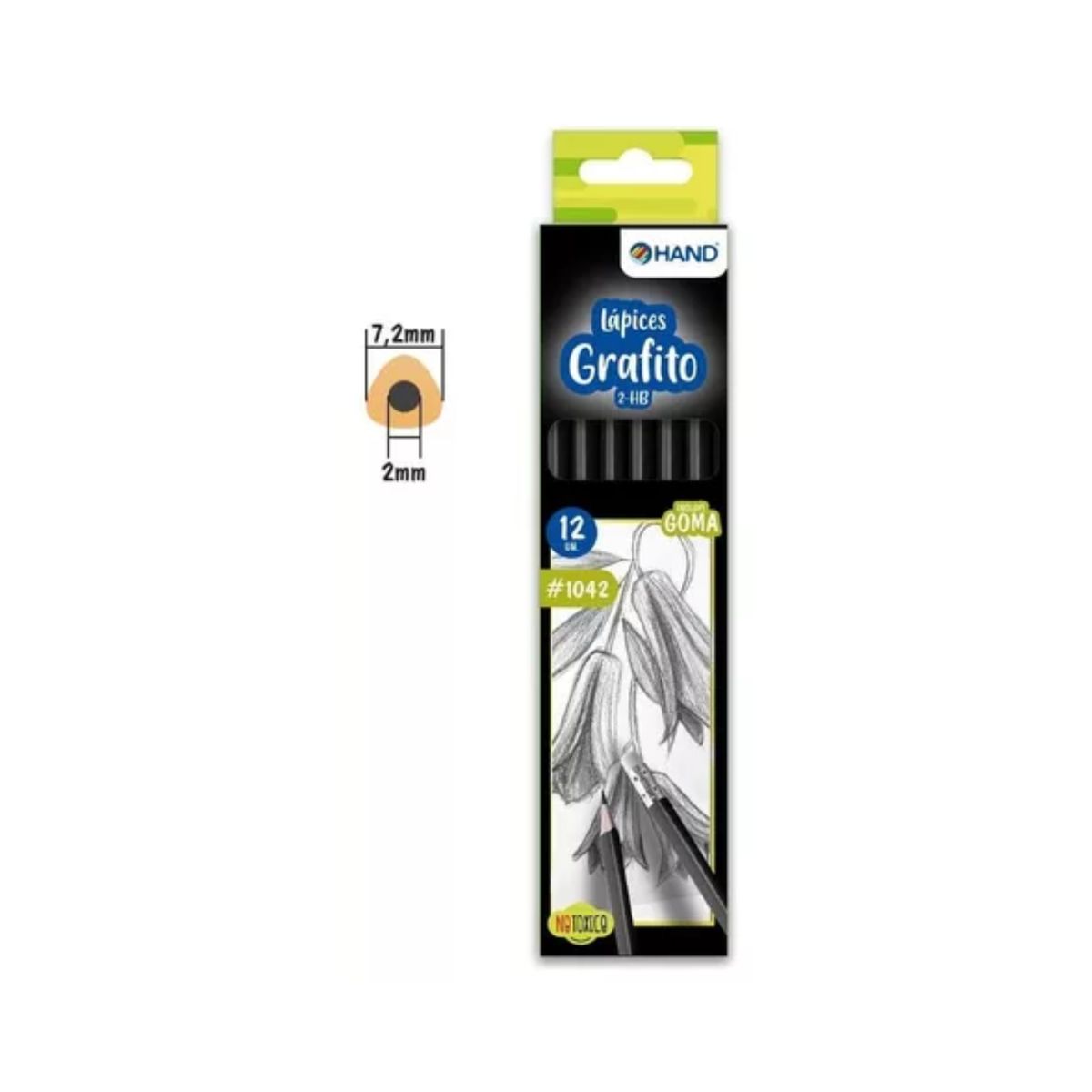 HAND - Lapices Grafito Hexagonales 2hb Con Goma 12un Hand
