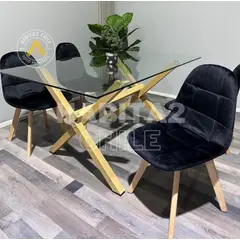 GENERICO - Comedor Capitoné X Terciopelo Negro - 4 Puestos…