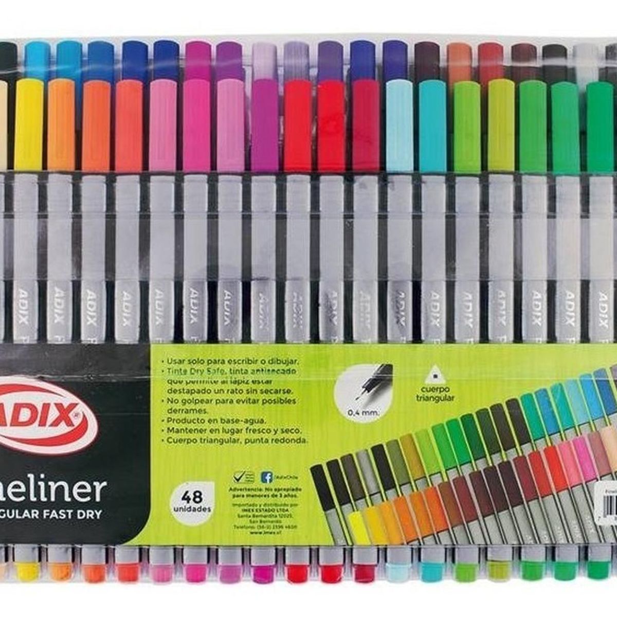ADIX - Lápices Fineliner Triangular 48 Colores. Adix