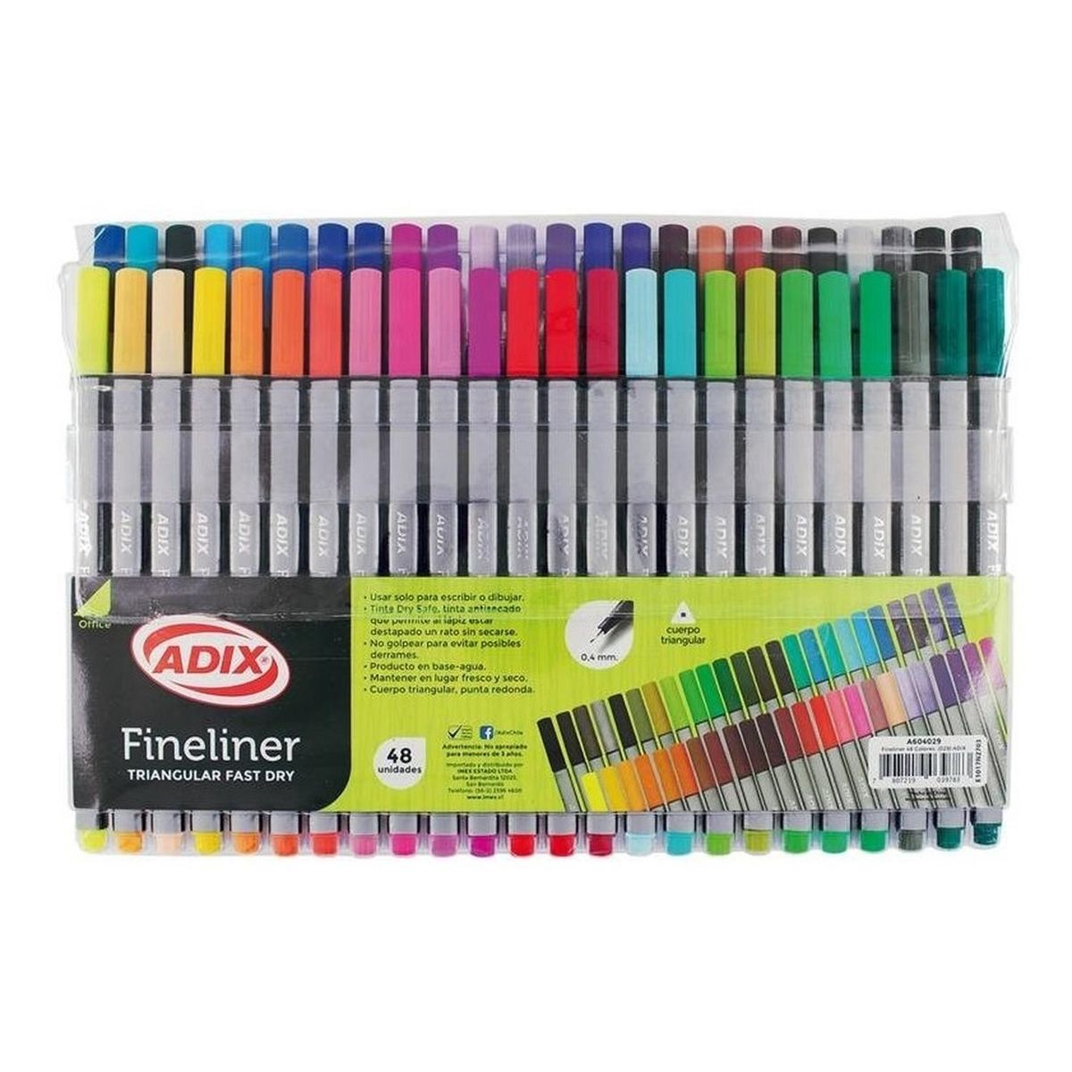 ADIX - Lápices Fineliner Triangular 48 Colores. Adix