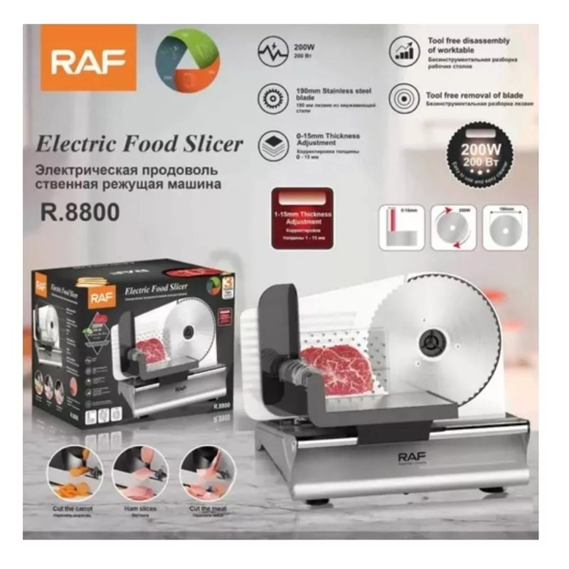 RAF - Rebanadora Eléctrica Raf R8800 200w Queso Jamón Carne
