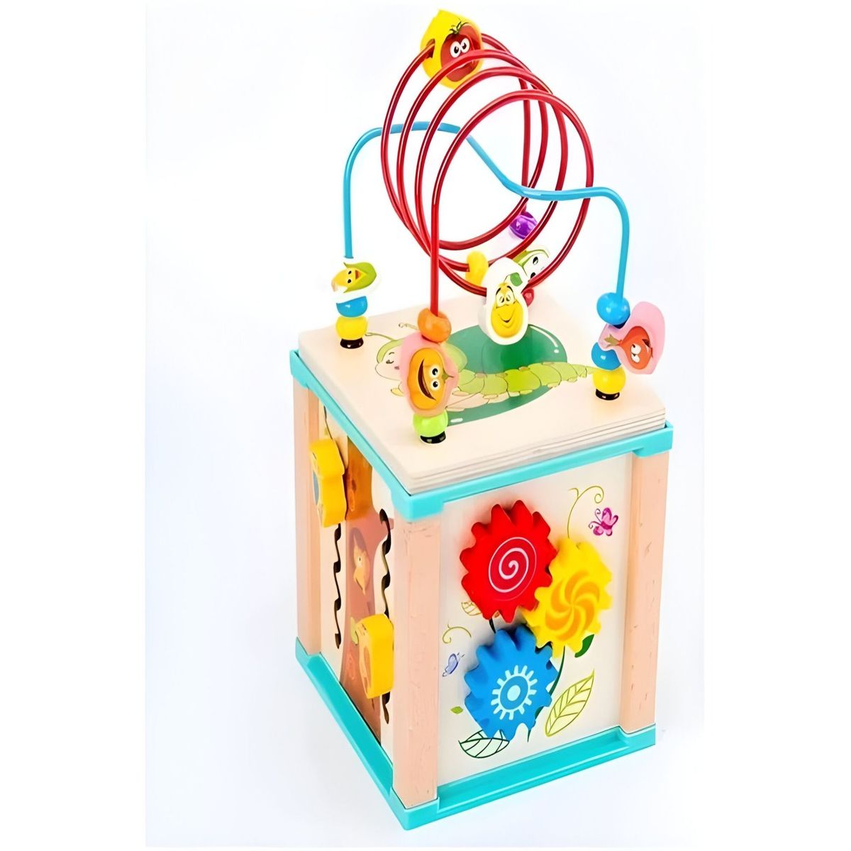 GENERICO - Cubo Madera Montessori Laberinto Didáctico Bebés