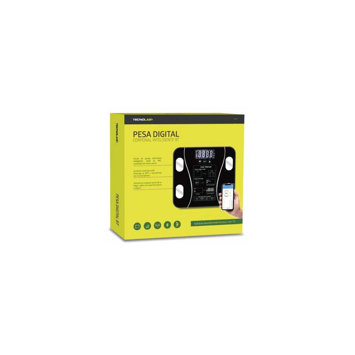 TECNOLAB - Pesa Digital Bluetooth Smartphone Medición Imc 180kg - SC