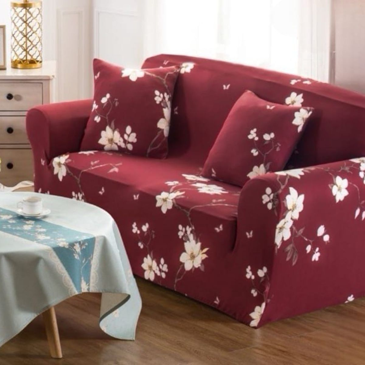 GENERICO - Funda de Sillon 3 Cuerpos Poliéster Elástico. Color Burdeos TF14