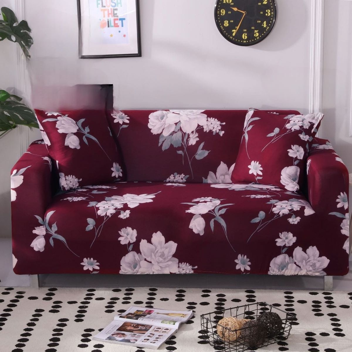 GENERICO - Funda de Sillon 3 Cuerpos Poliéster Elástico. Color Burdeos TF95