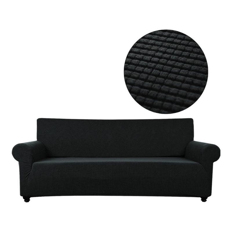 GENERICO - Funda De Sillon Tela Elasticada Cuadrille 3 Cuerpos Sofa - Negro
